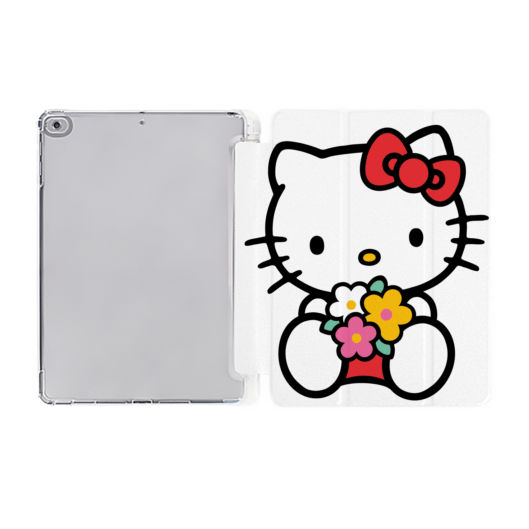 （画像用） Hello Kitty ハローキティ IPad ケース ペン収納付き 三つ折りスタンド PUレザー×シリコン 対応機種9.5/10.5/10.9インチ